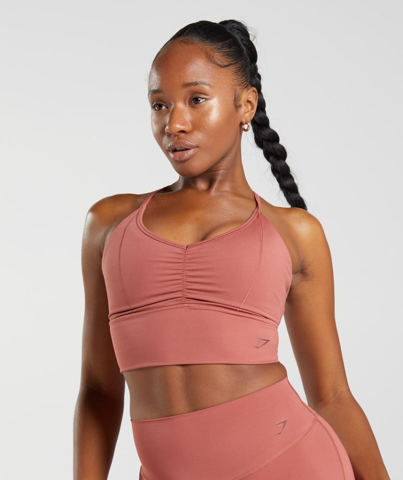 Women\'s Gymshark Elevate Longline Sports Bra Rose | CA AD5016